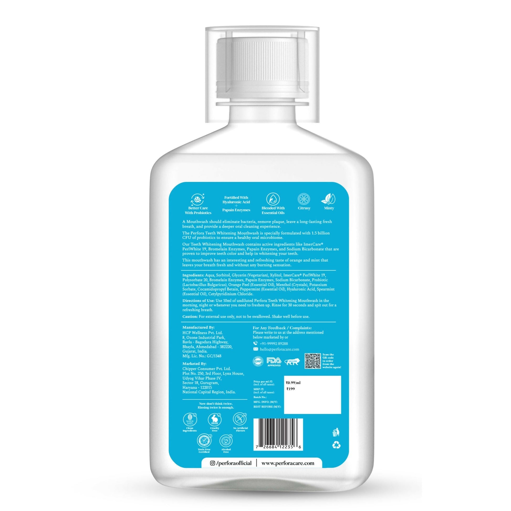 Perfora Teeth Whitening Mouthwash - Orange Mint 