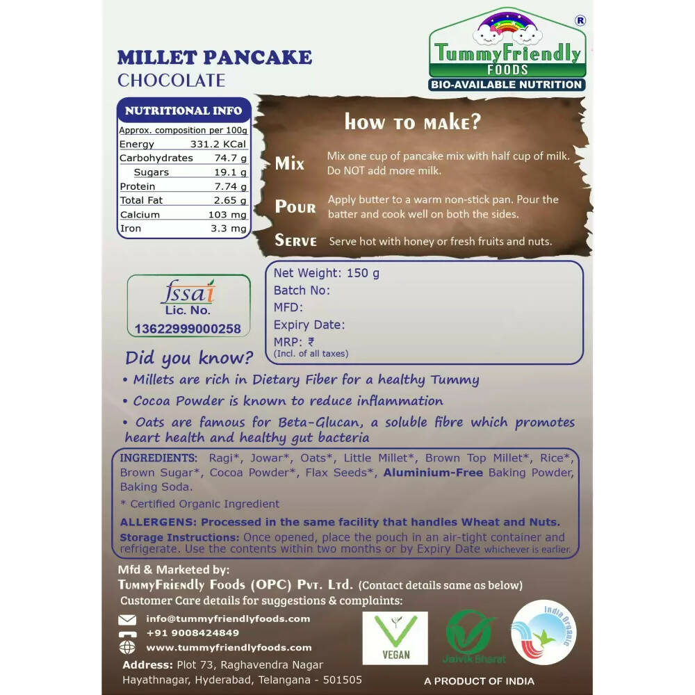 TummyFriendly Foods Millet Pancake Mix - Chocolate, Veggies  Grab2Buy TummyFriendly Foods Grab2Buy