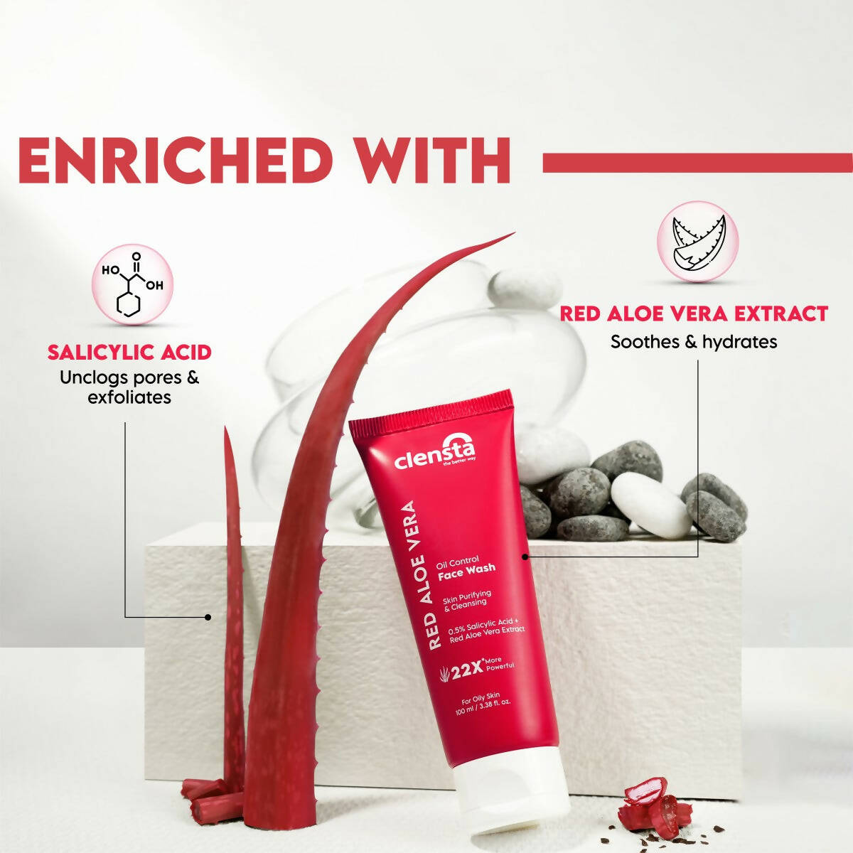 Clensta Red Aloe Vera Oil Control Face Wash 