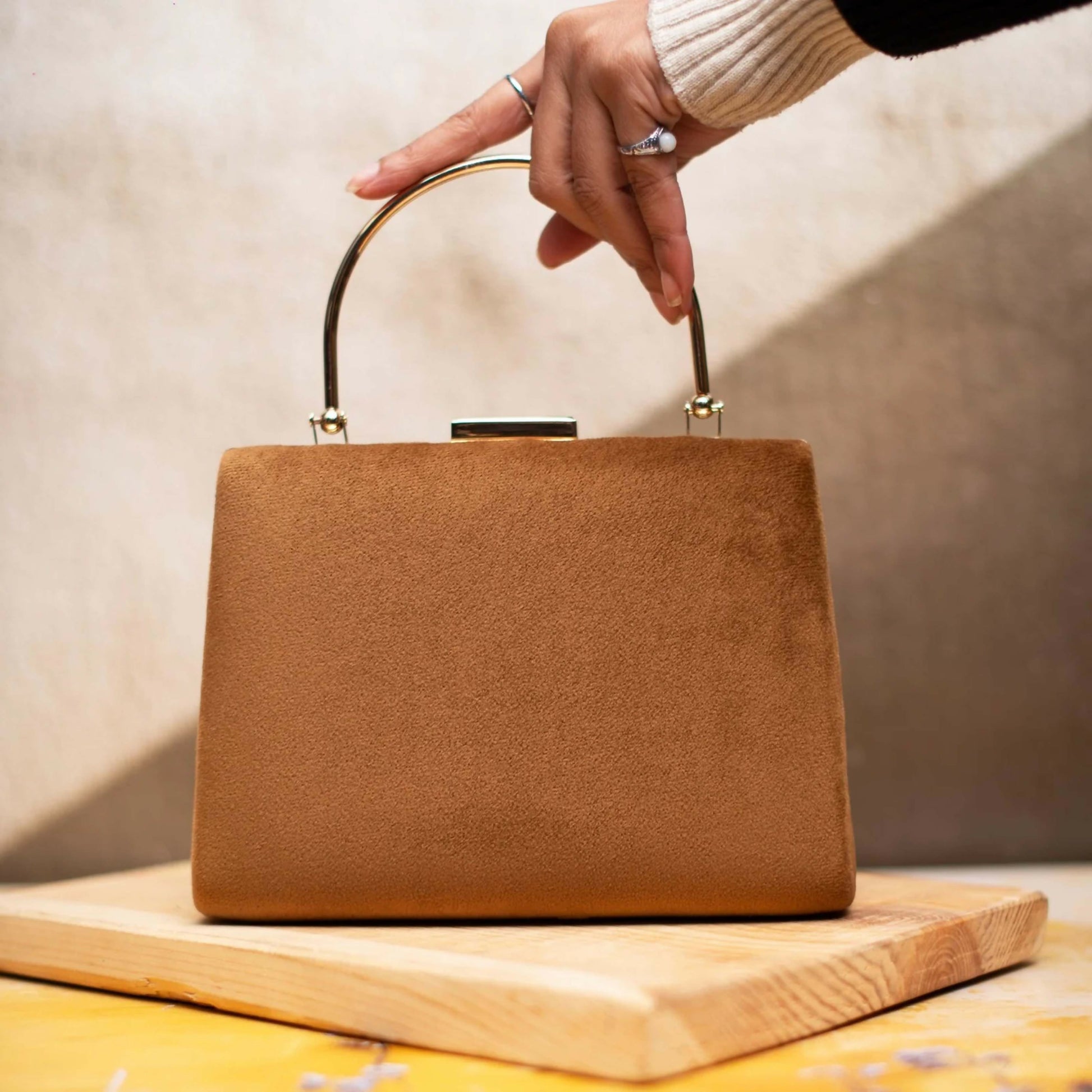 Joban Fashion Brown Fabric Clutch - Brown