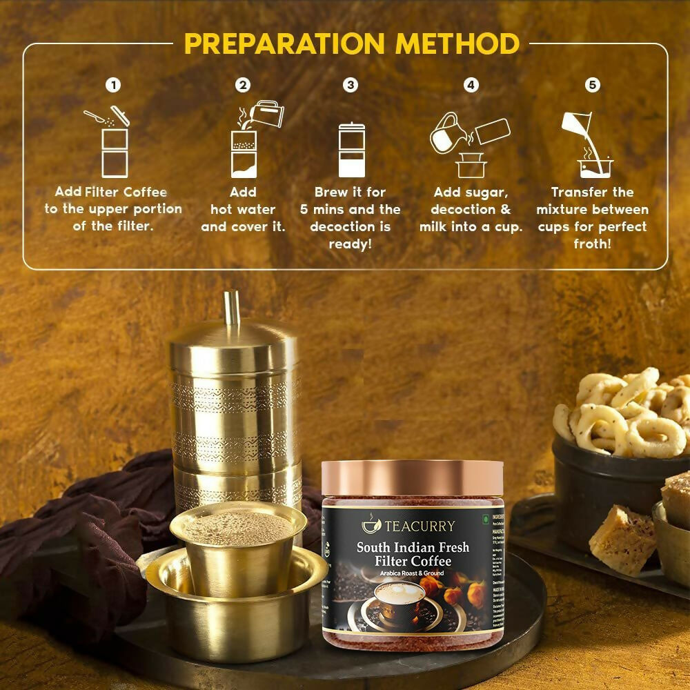 Teacurry South Indian Filter Coffee (100% Arabica Ground Coffee) for Authentic South Indian Taste - Kaapi Coffee 
