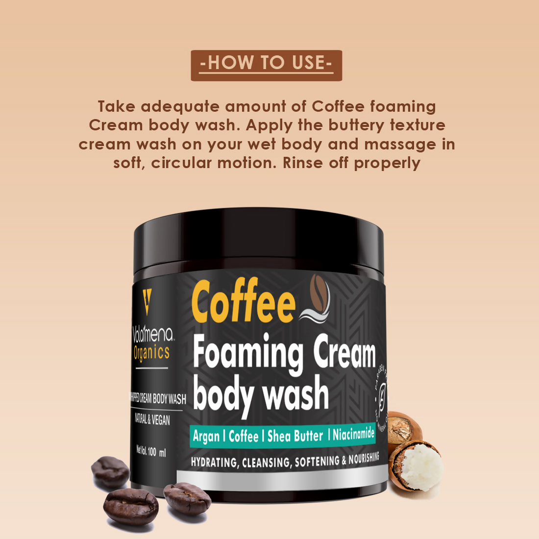 Volamena Organics Arabica Coffee Foaming Cream Body Wash 