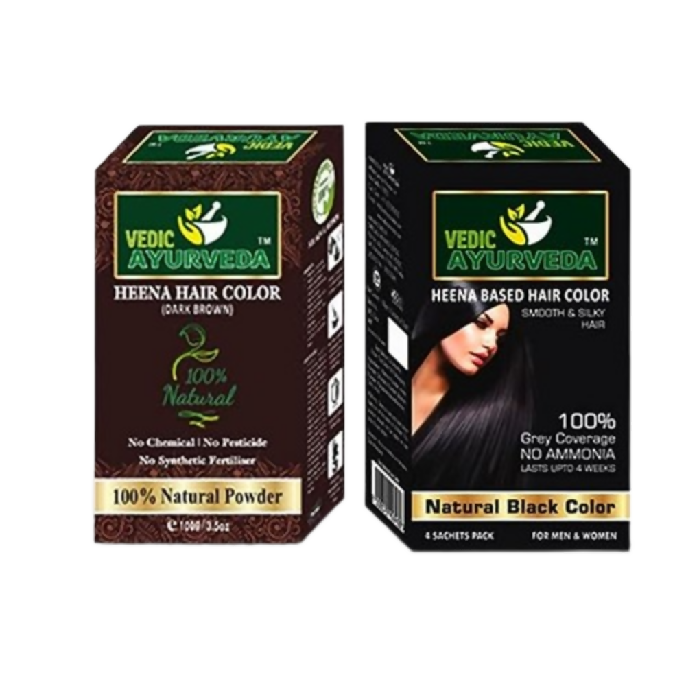 VedicAyurveda Natural Henna Dark Brown & No Ammonia Black Hair Color Powder  Grab2Buy VedicAyurveda Grab2Buy