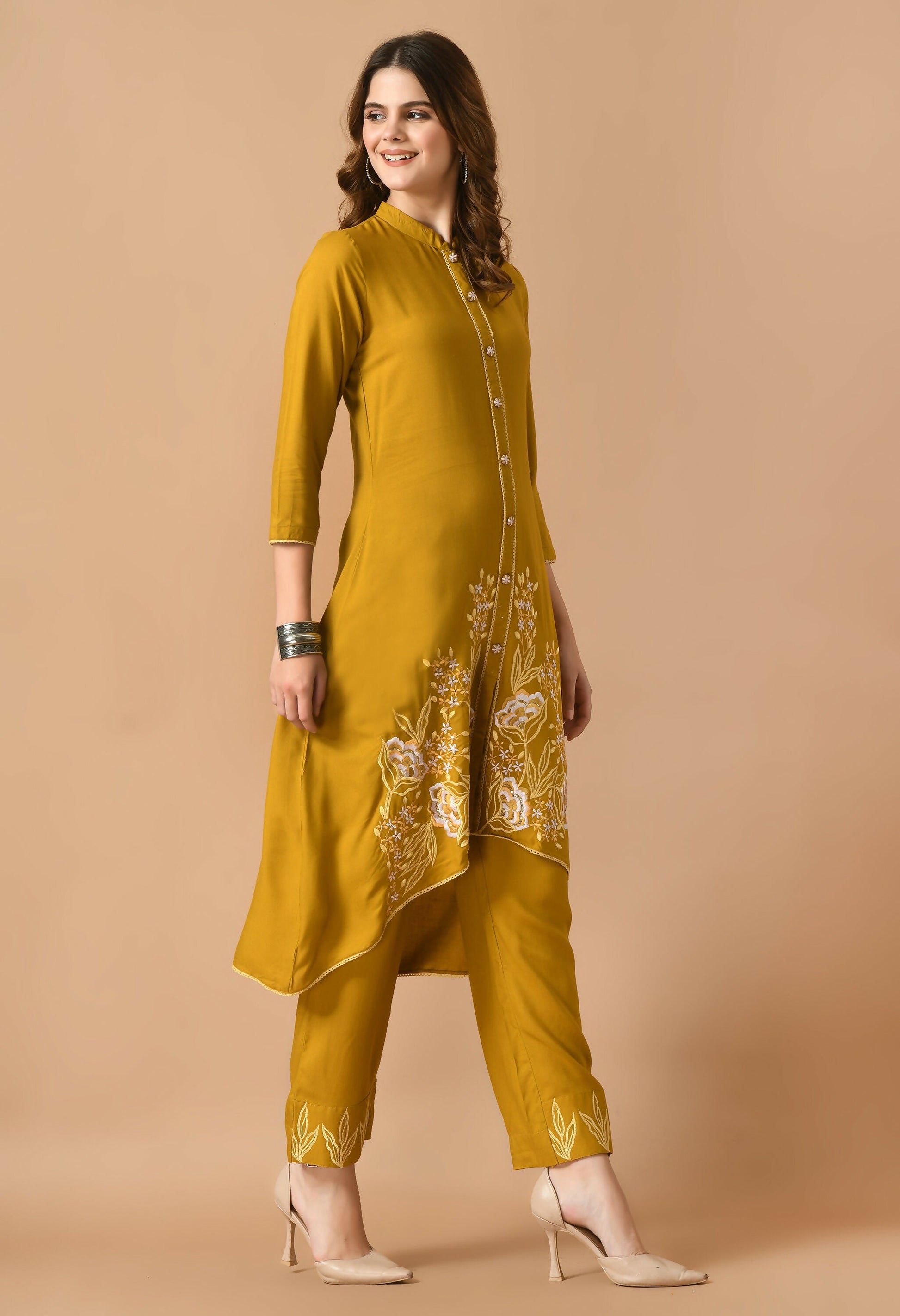 Joban Fashion Mustard Cotton Rayon Kurta Set