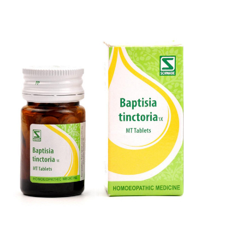 Dr Willmar Schwabe India Homoeopathic Baptisia Tinctoria 1X MT Tablets (20gm) for Fever Indigestion Acidity Gas 