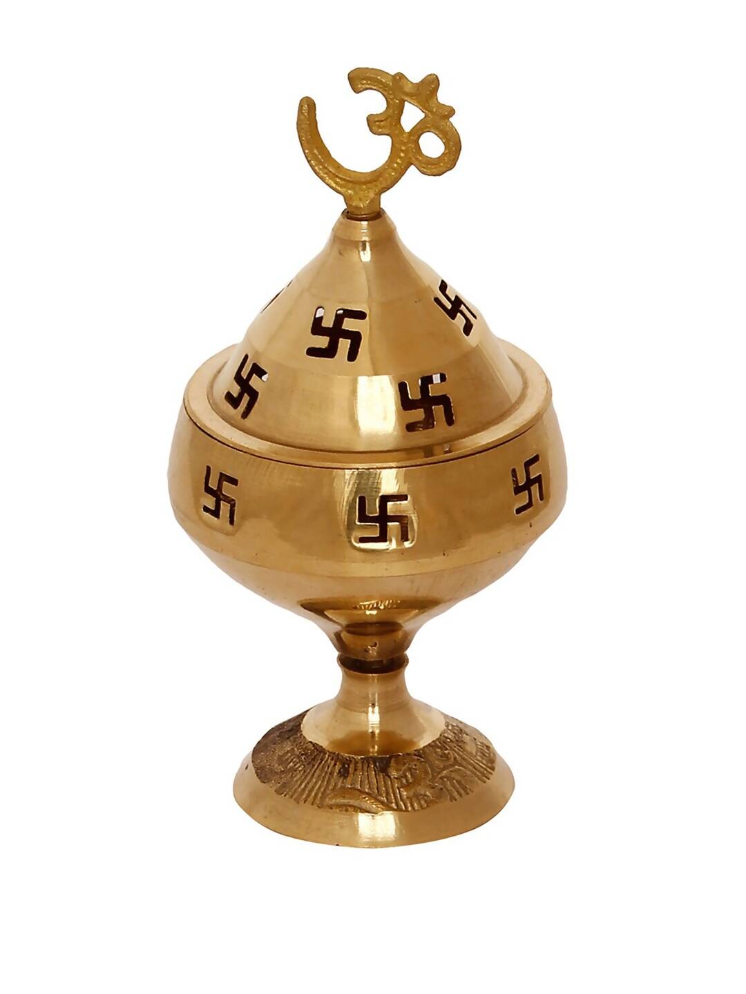 eCraftIndia Gold-Toned Om and Swastik Brass Diya - Grab2buy