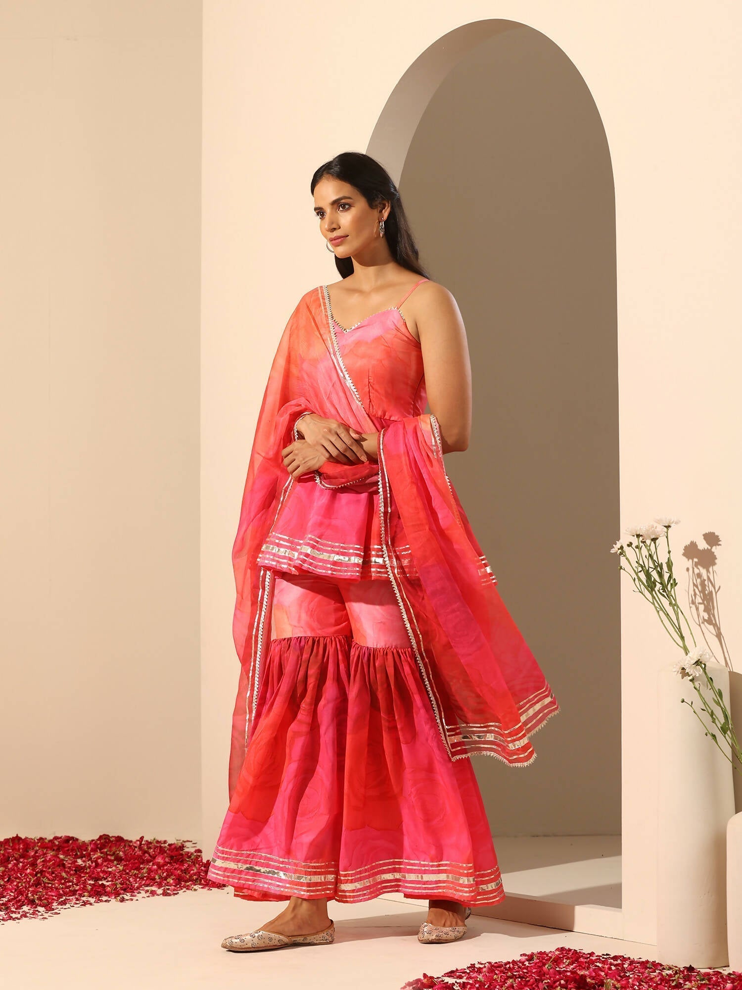 Pomcha Jaipur Pink Gul Bahaar Sharara Set 