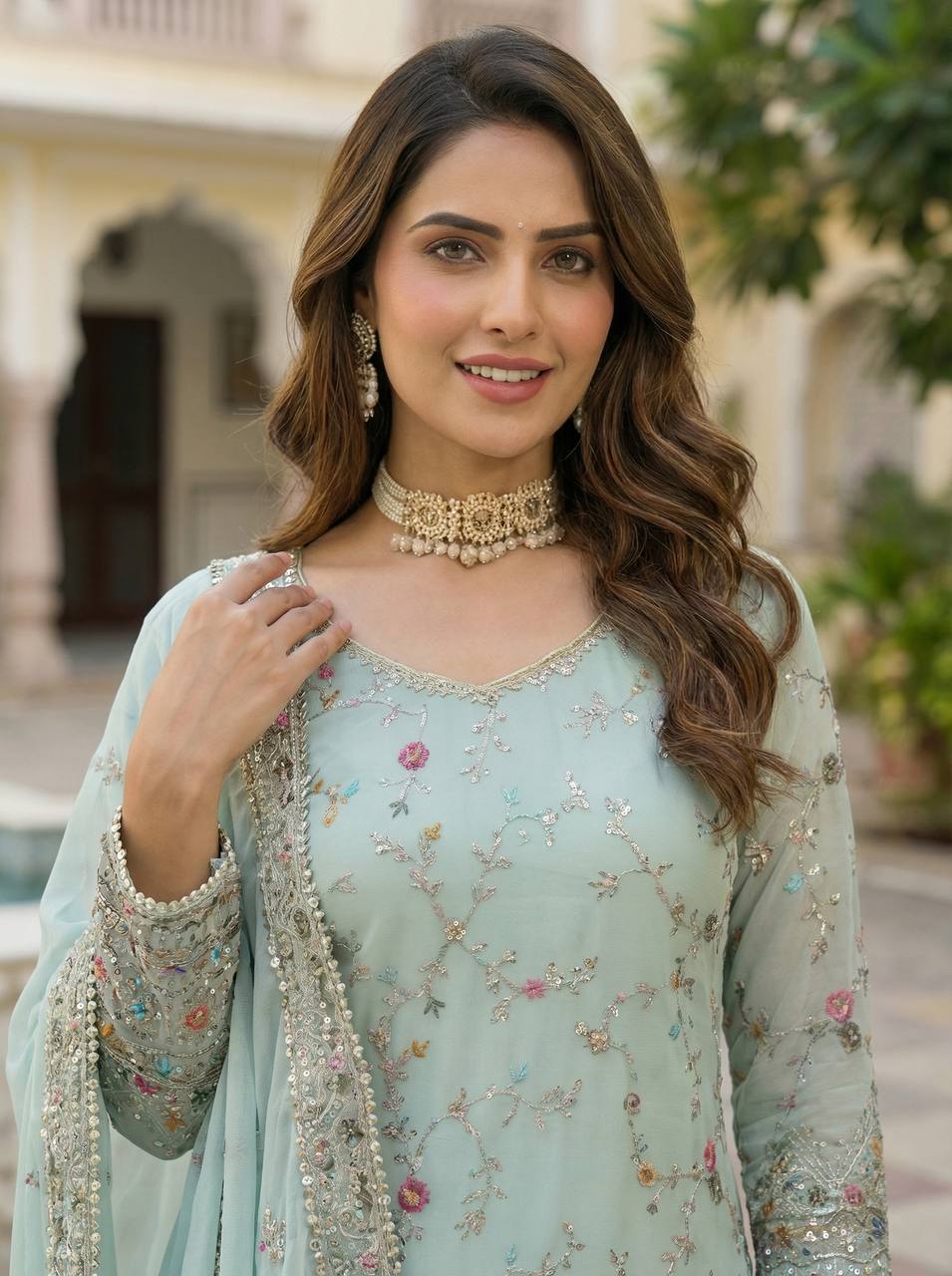 Lehenga Mart Stunning Sharara Set For Women-Mint Green