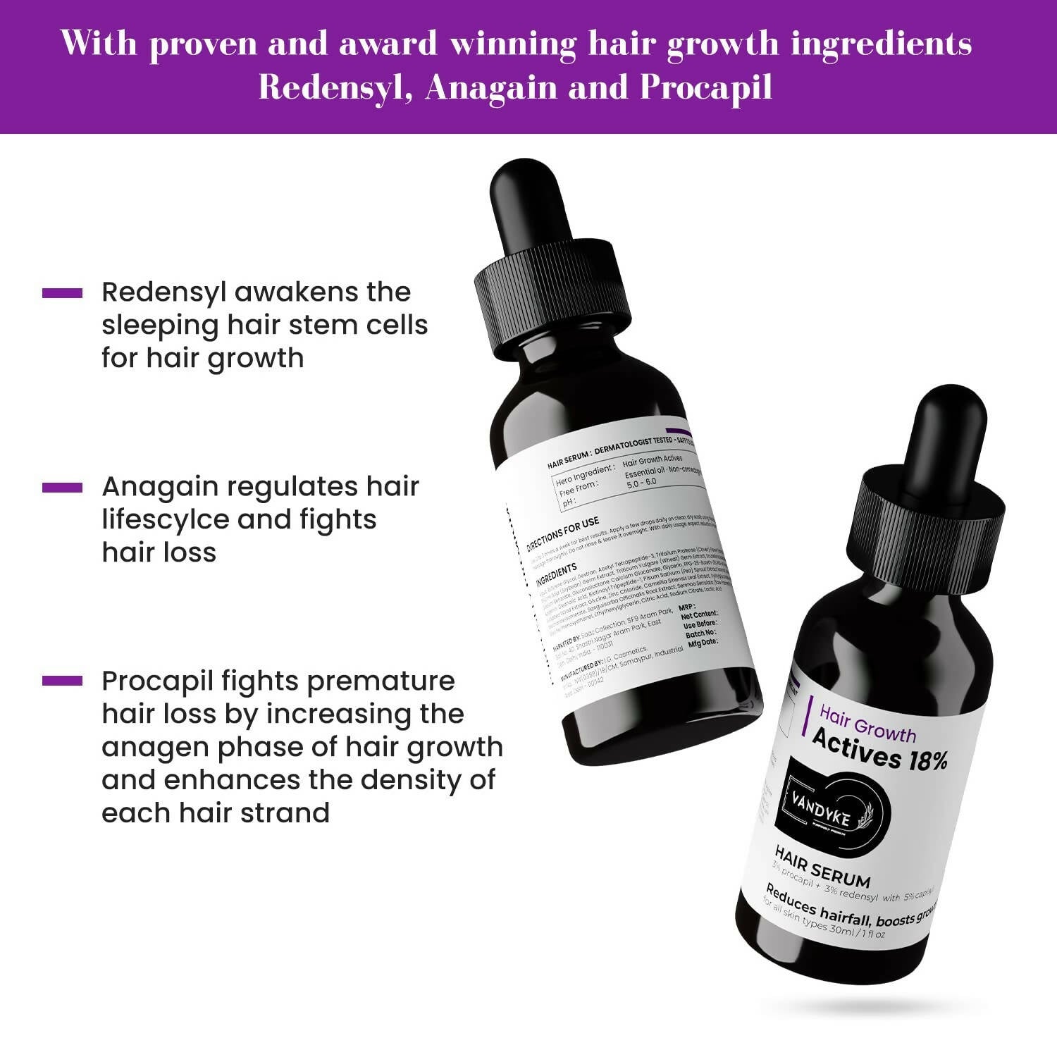 Vandyke Hair Growth Actives 18% Hair Serum  Grab2Buy Vandyke Grab2Buy