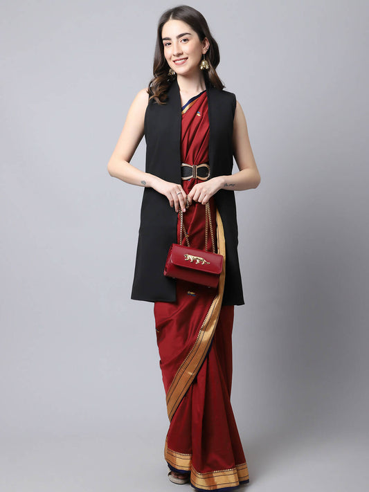 Even Apparels Black Polywool Open Front Women's Long Coat 