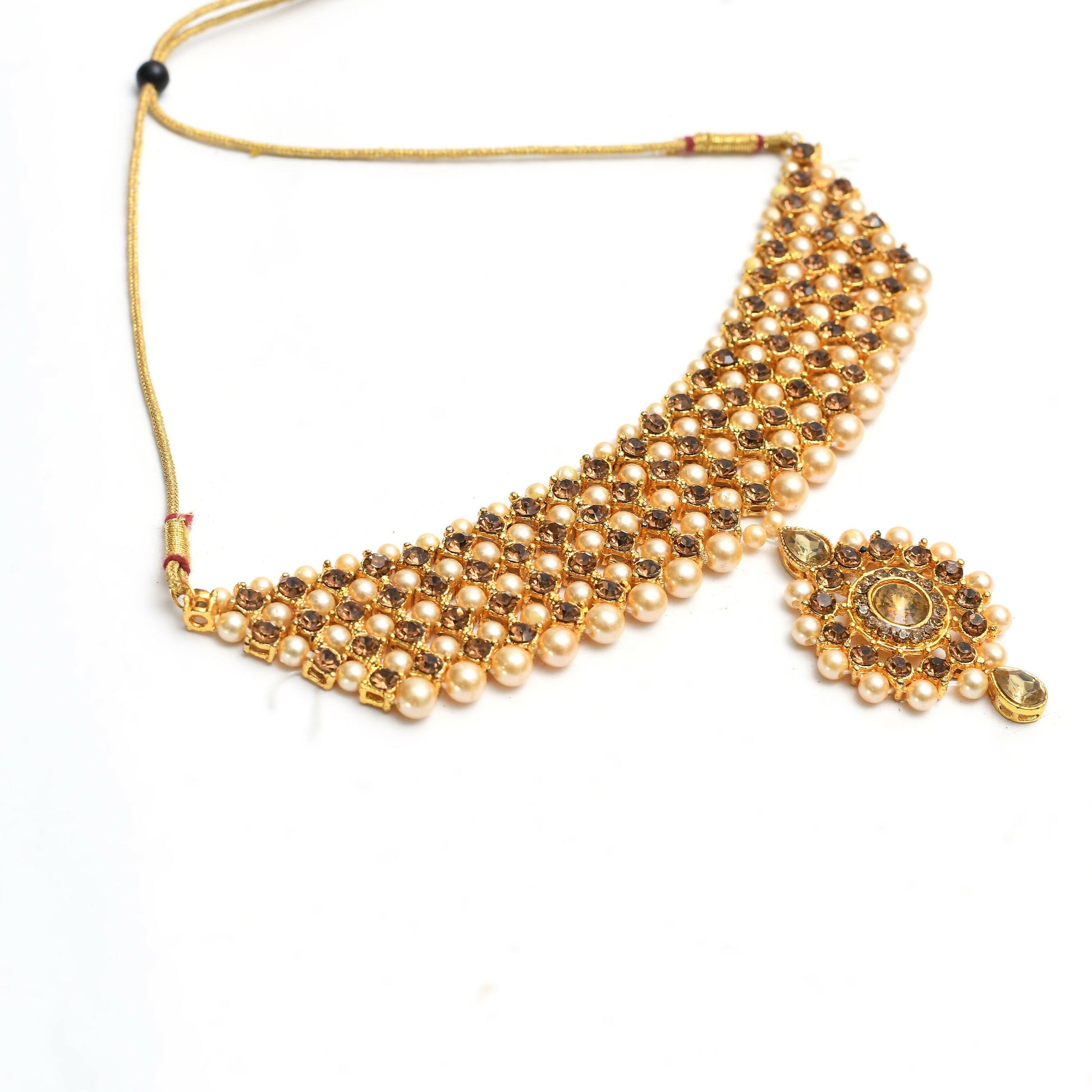 Mominos Fashion Johar Kamal Gold-Plated Brass Finish Kundan/Stone Choker For Women (Golden) - Grab2buy