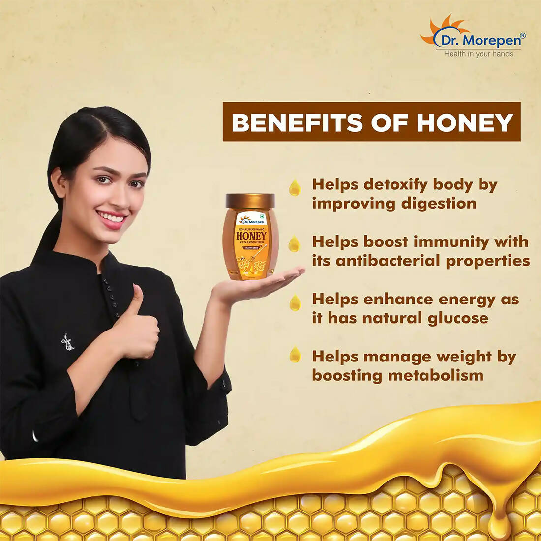 Dr. Morepen 100% Pure Organic Honey NMR Tested 