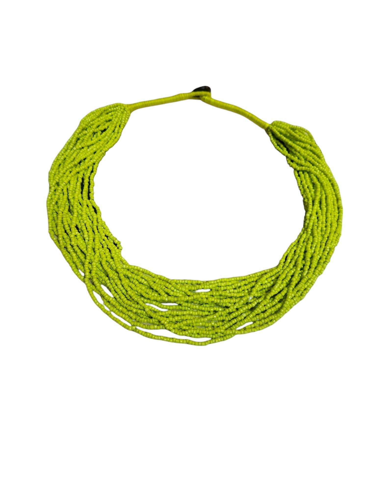 Inhanns Handmade Beaded Multilayer Necklace, 20 Layers - Neon Green