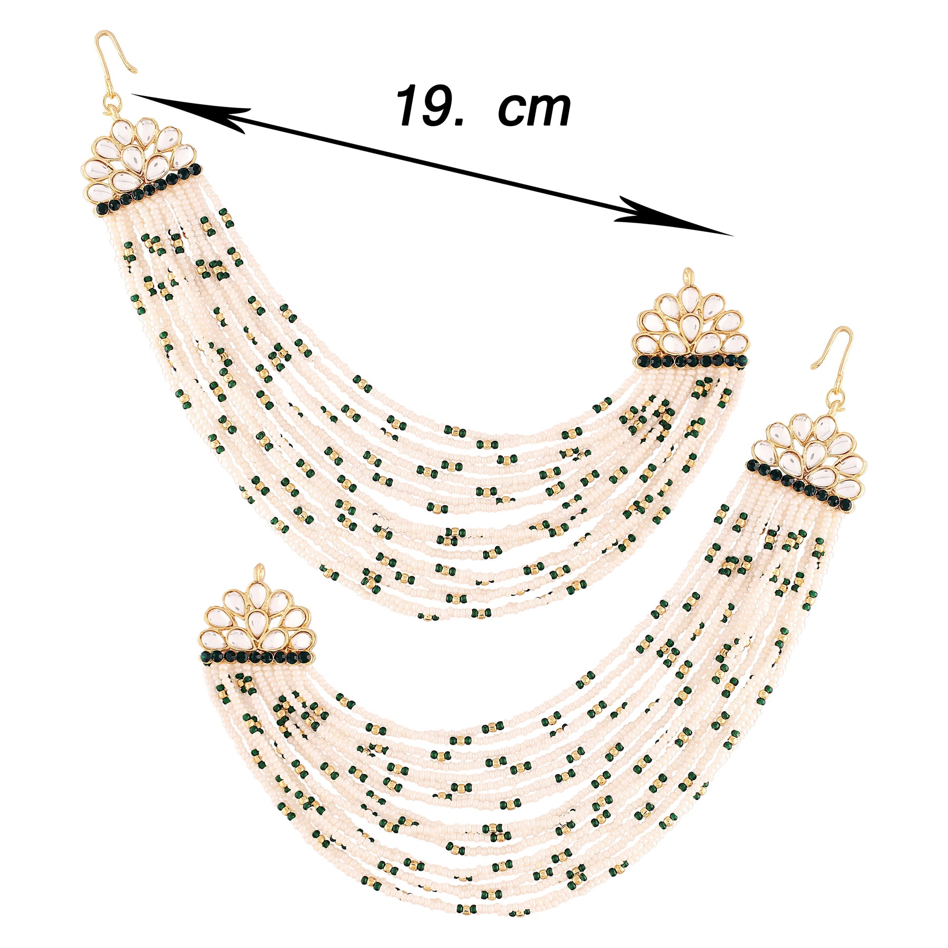 Gold-Polished Multi Strand Earring with Ear Chain Embellished With Pearl For Women/Girls - Wahe Jewels Noz2Toz