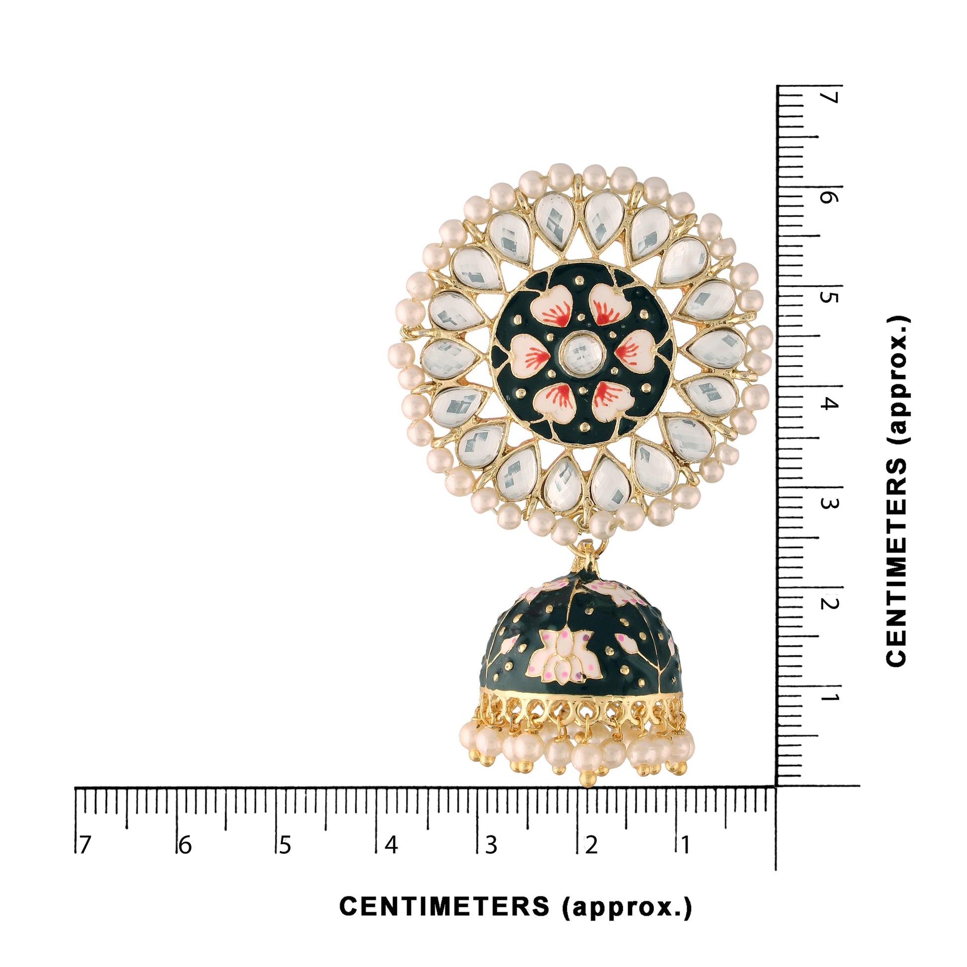 Gold-Polished Traditional Handcrafted Kundan Pearl Studded Meenakari Jhumki Earring for Women - Wahe Jewels - Swadesiicart