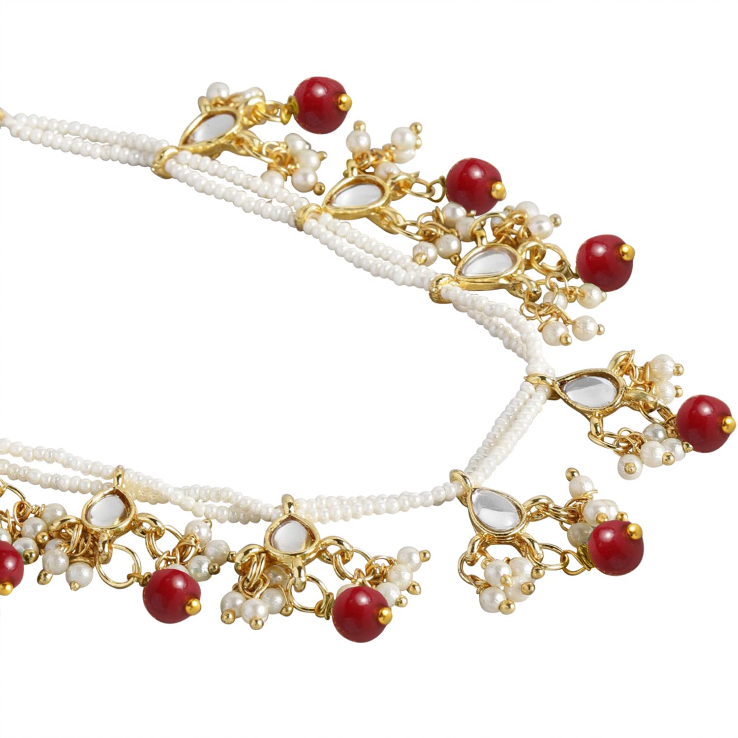 Gold-Polished Long Pearl Drop Beads Earring Chain Accessories For Women - Wahe Jewels Noz2Toz