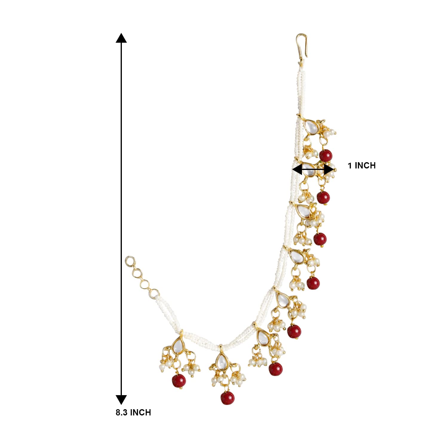 Gold-Polished Long Pearl Drop Beads Earring Chain Accessories For Women - Wahe Jewels Noz2Toz