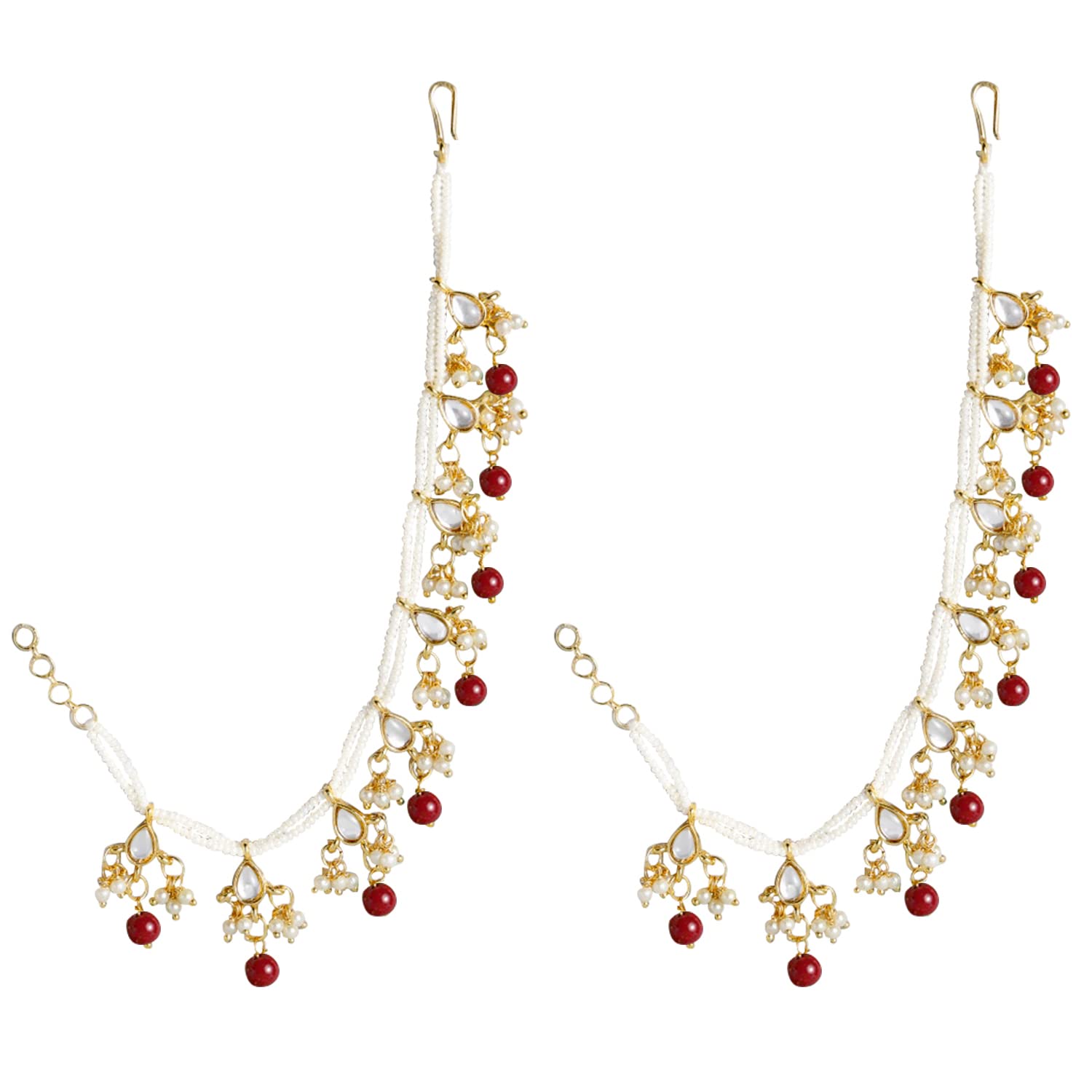 Gold-Polished Long Pearl Drop Beads Earring Chain Accessories For Women - Wahe Jewels Noz2Toz