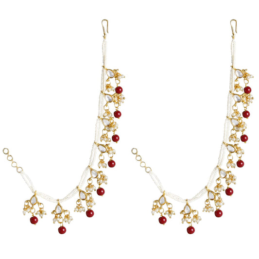 Gold-Polished Long Pearl Drop Beads Earring Chain Accessories For Women - Wahe Jewels Noz2Toz