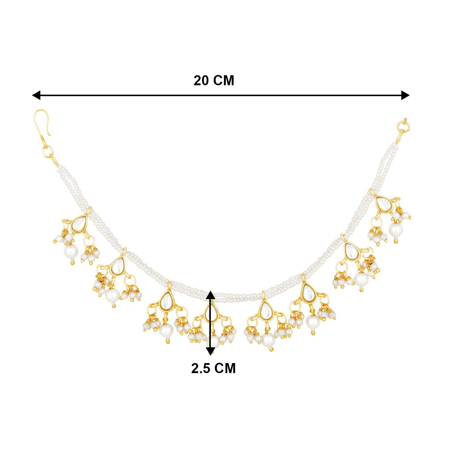 Gold-Polished Long Pearl Drop Beads Hair Chain Accessories for Women - Wahe Jewels Noz2Toz