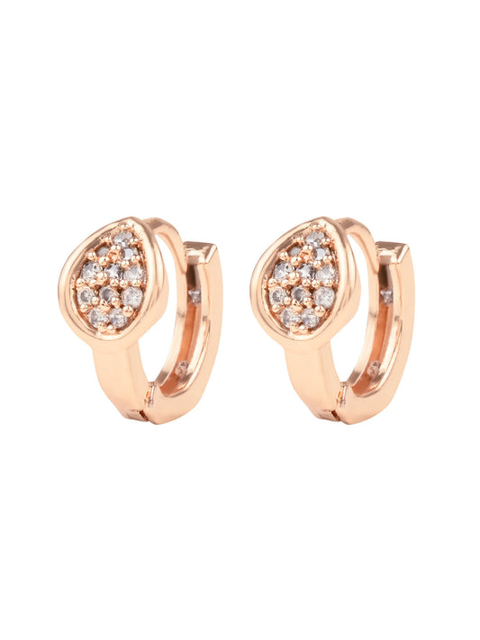 Stylish Latest Fashion Rose Gold-Polished AD Stone Contemporary Studs Earrings for women - Wahe Jewels Noz2Toz