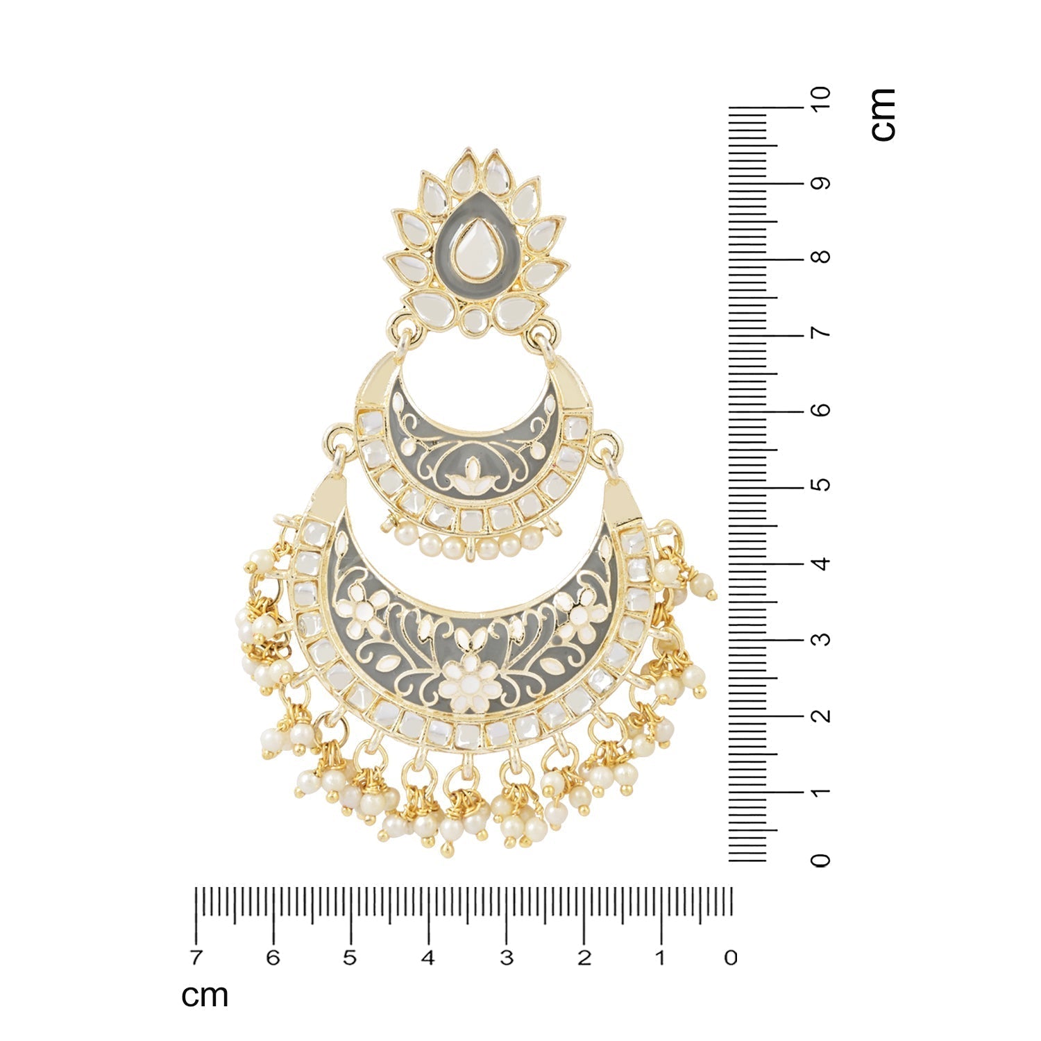 Gold-Polished Intricately Designed Traditional Meenakari Earrings Glided With Kundans & Pearls - Wahe Jewels Noz2Toz