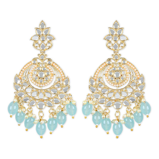 Gold-Polished Traditional Handcrafted Pearl Kundan Beaded Earrings for Women - Wahe Jewels