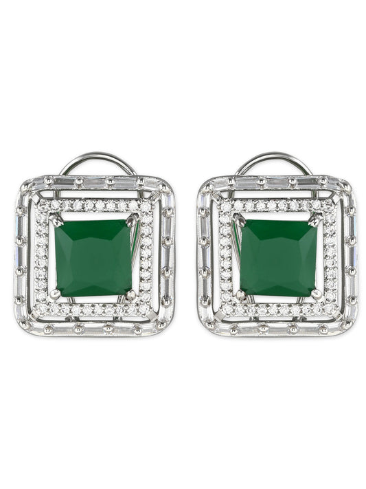 Stylish Latest Fashion Silver Plated Glittering Crystal AD Stone Studs Earrings for Women & Girls - Wahe Jewels