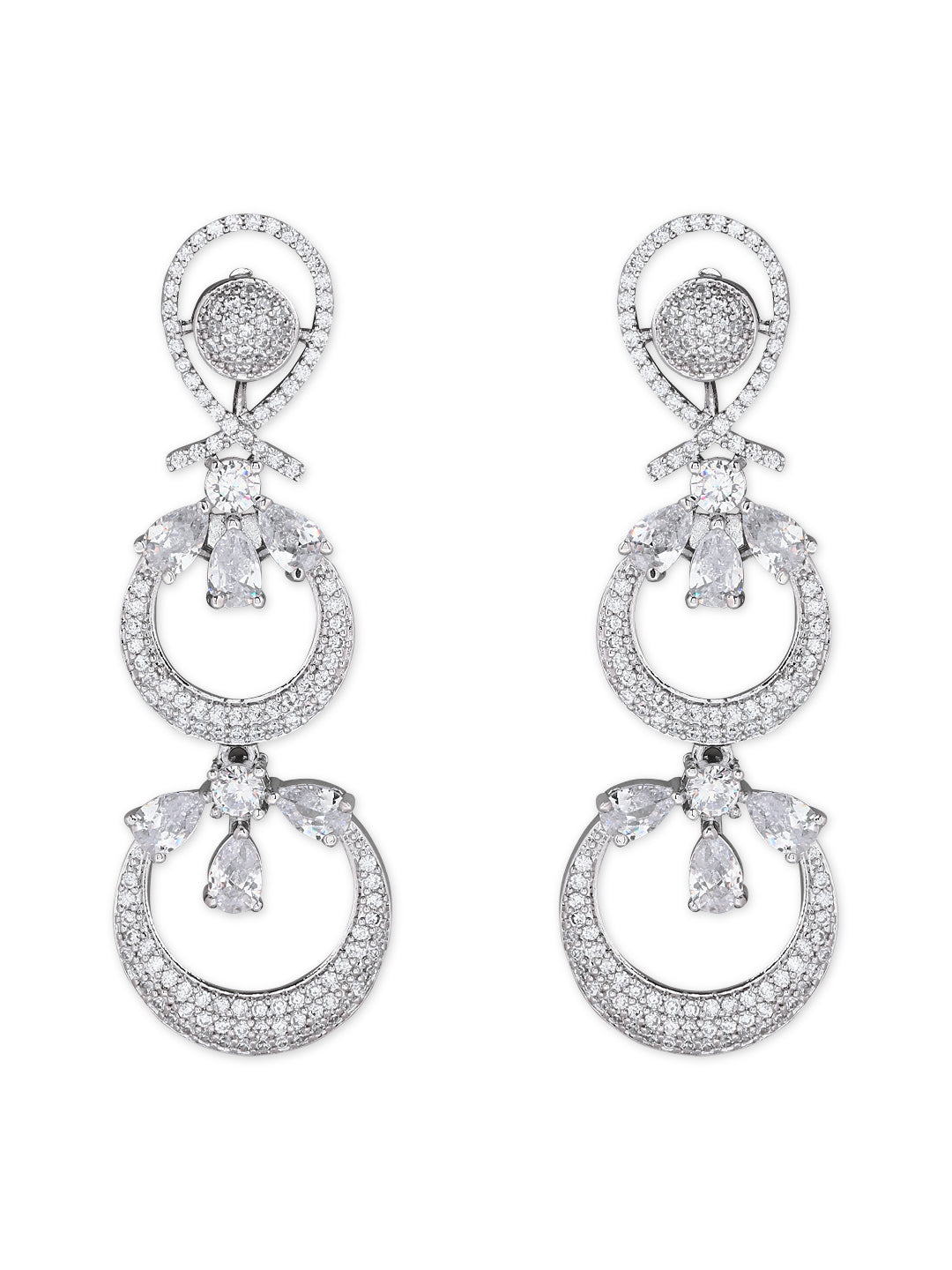 Stylish Latest Fashion Rose Gold-Polished Glittering Crystal AD Stone studded Earrings for Women & Girls - Wahe Jewels Noz2Toz