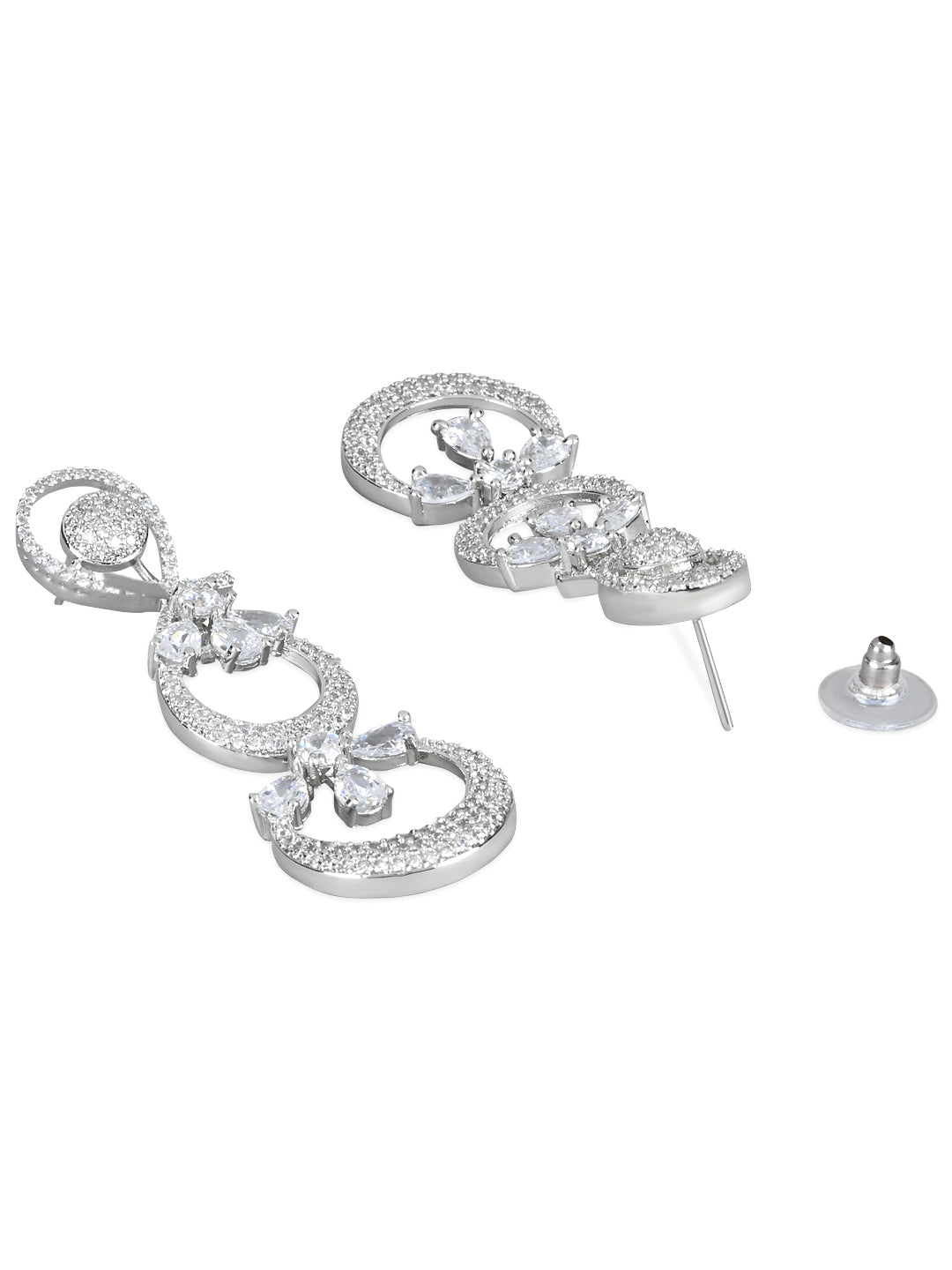 Stylish Latest Fashion Rose Gold-Polished Glittering Crystal AD Stone studded Earrings for Women & Girls - Wahe Jewels Noz2Toz