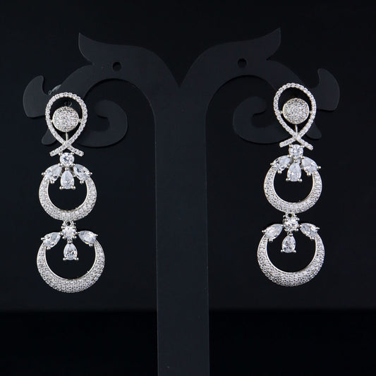 Stylish Latest Fashion Rose Gold-Polished Glittering Crystal AD Stone studded Earrings for Women & Girls - Wahe Jewels Noz2Toz