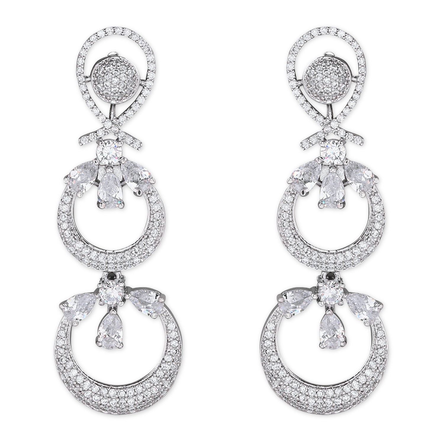 Stylish Latest Fashion Rose Gold-Polished Glittering Crystal AD Stone studded Earrings for Women & Girls - Wahe Jewels Noz2Toz