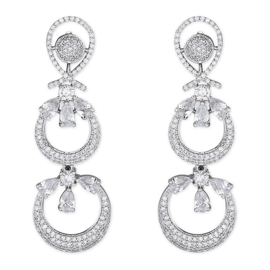 Stylish Latest Fashion Rose Gold-Polished Glittering Crystal AD Stone studded Earrings for Women & Girls - Wahe Jewels Noz2Toz