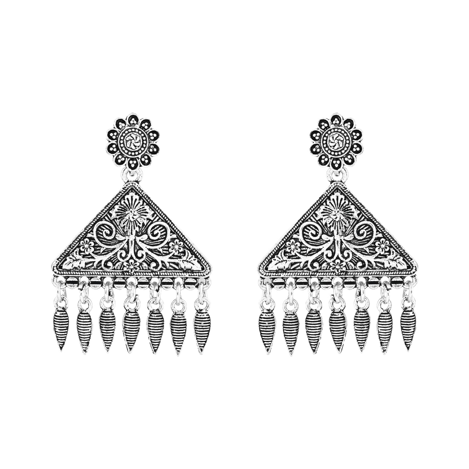 Navratri Ethnic Silver Oxidized Afghani Style Trending Earrings For Women & Girls - Wahe Jewels Noz2Toz