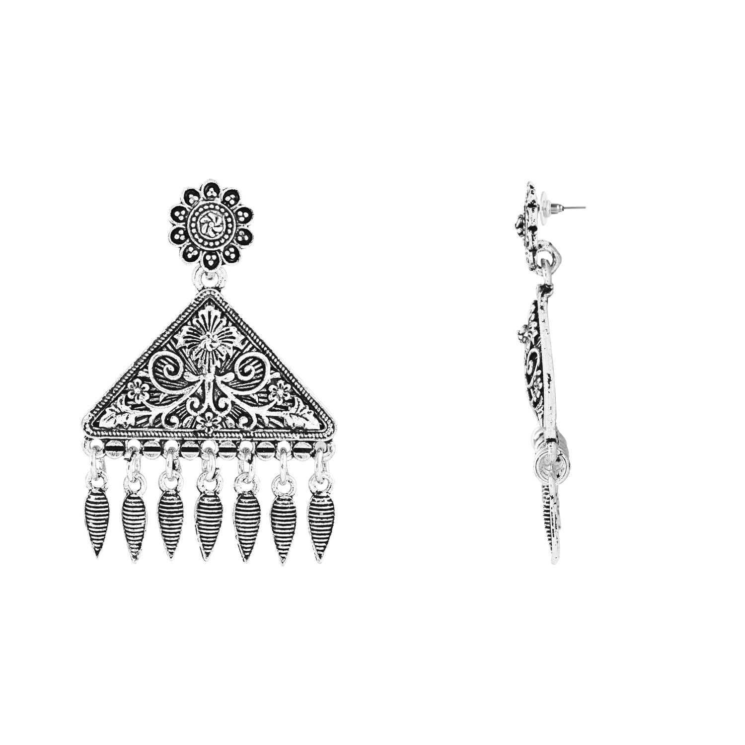 Navratri Ethnic Silver Oxidized Afghani Style Trending Earrings For Women & Girls - Wahe Jewels Noz2Toz