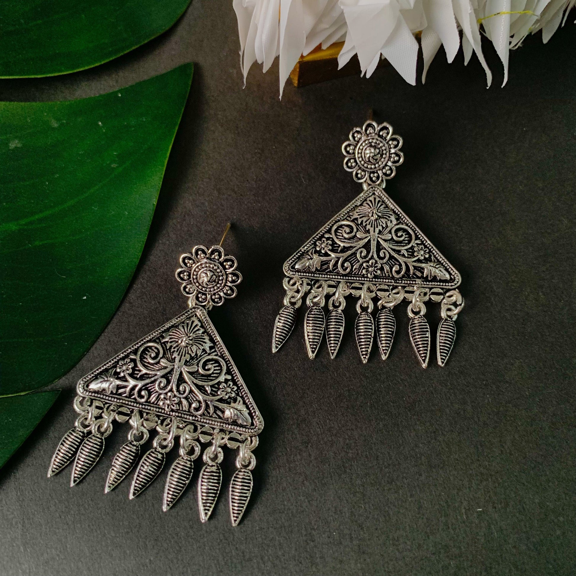 Navratri Ethnic Silver Oxidized Afghani Style Trending Earrings For Women & Girls - Wahe Jewels Noz2Toz