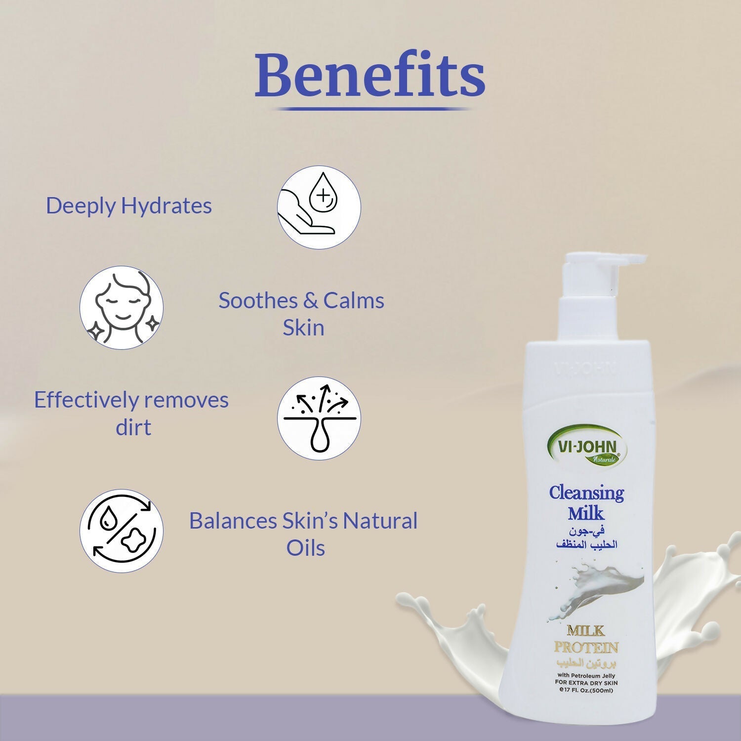 VI-JOHN Naturale Cleansing Milk with petroleum jelly for extra dry skin  Grab2Buy VI-JOHN Grab2Buy