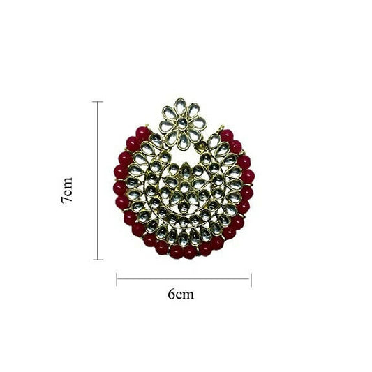 Tiaraa Maroon Stone Kundan Fashion Earrings - Grab2buy