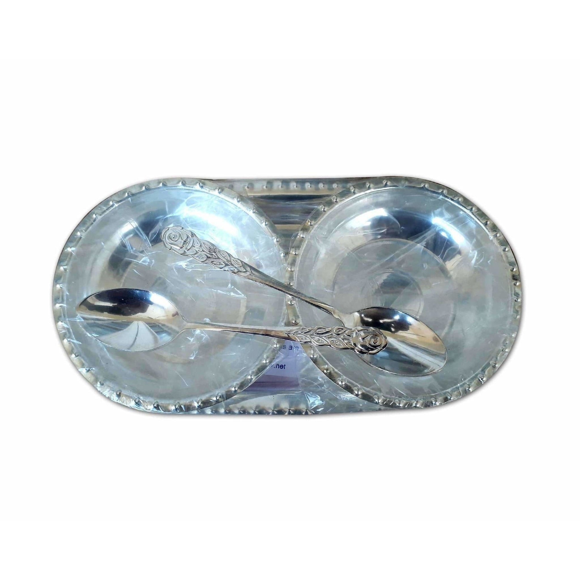 Silver Tray with Cups and Spoons - Grab2buy