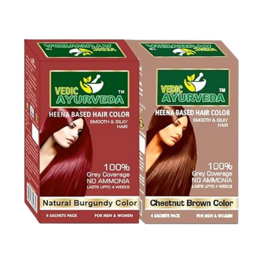 VedicAyurveda Henna Based Hair Colour, burgundy and Chestnut Brown  Grab2Buy VedicAyurveda Grab2Buy