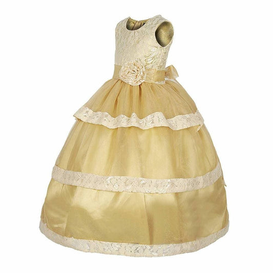Asmaani Baby Girl's Off White Colour Satin A-Line Maxi Full Length Dress (AS-DRESS_22111) - Grab2buy