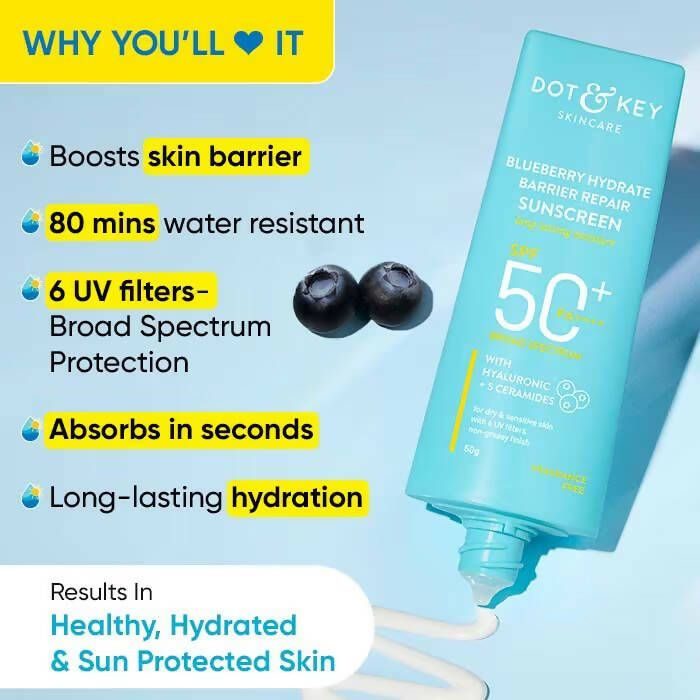 Dot & Key Blueberry Hydrating Barrier Repair Face Sunscreen SPF 50+ - Grab2buy