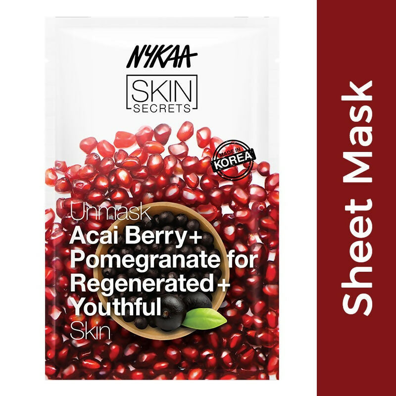 Nykaa Skin Secrets Exotic Indulgence Acai Berry + Pomegranate Sheet Mask For Youthful Skin 