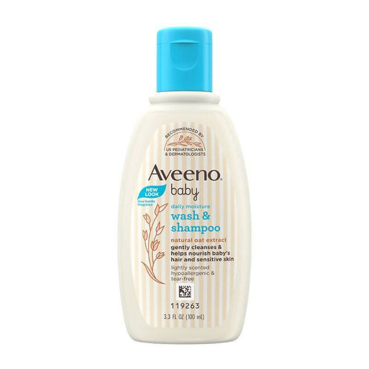 Aveeno Baby Daily Moisture Wash & Shampoo - Natural Oat Gentle Cleanser For Hair, Sensitive Body Skin 