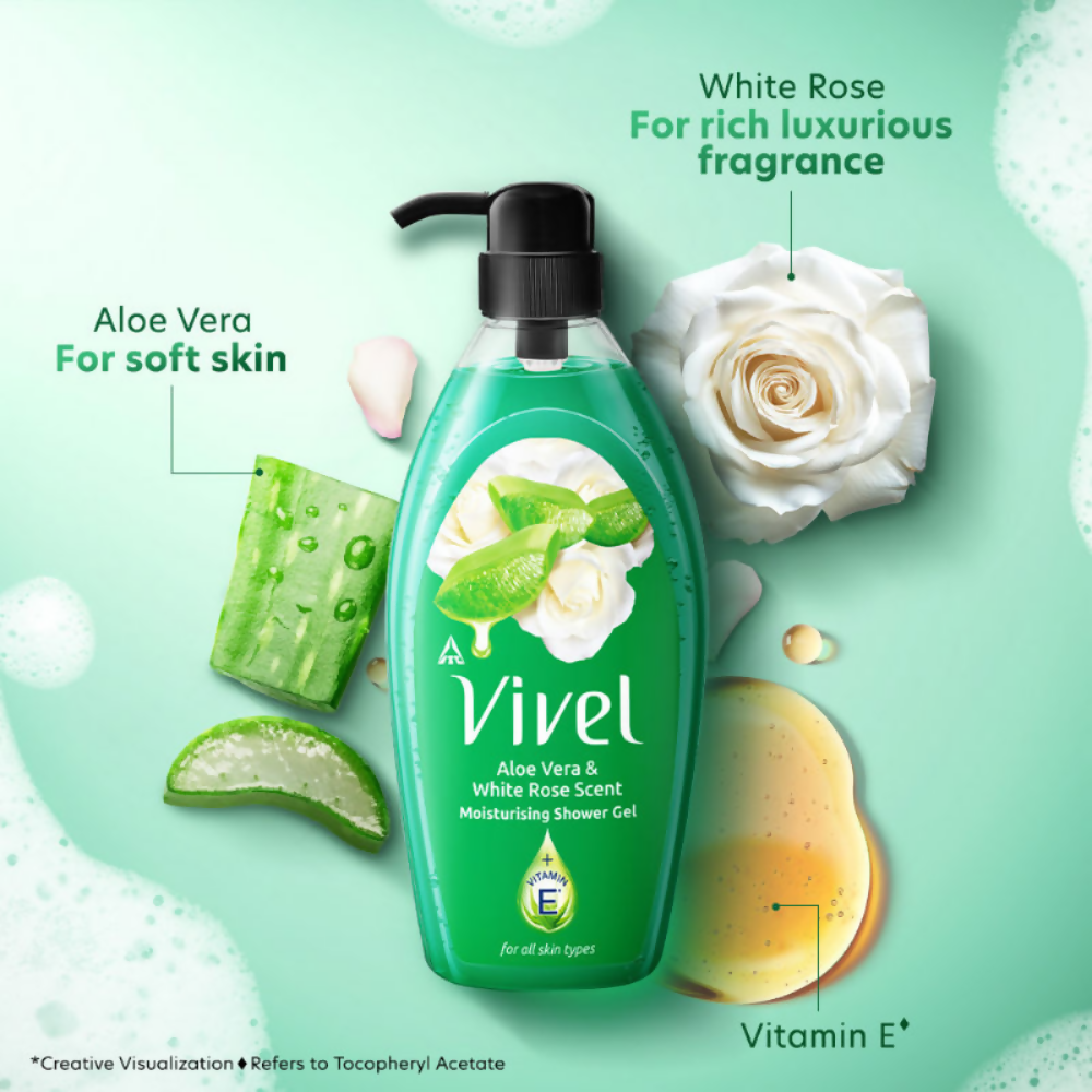 Vivel Aloe Vera & White Rose Scent Moisturizing Shower Gel  Grab2Buy Vivel Grab2Buy
