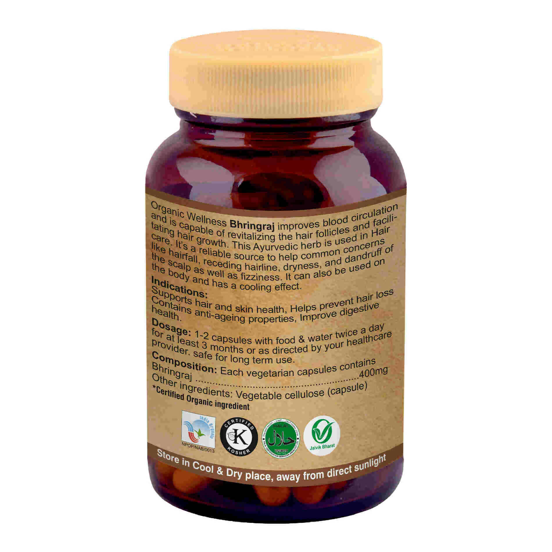 Organic Wellness Bhringraj Vegetarian Capsules - Grab2buy