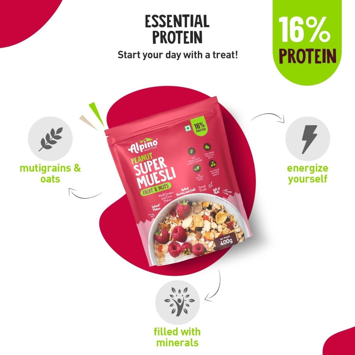 Alpino High Protein Super Muesli Fruit & Nuts - Grab2buy