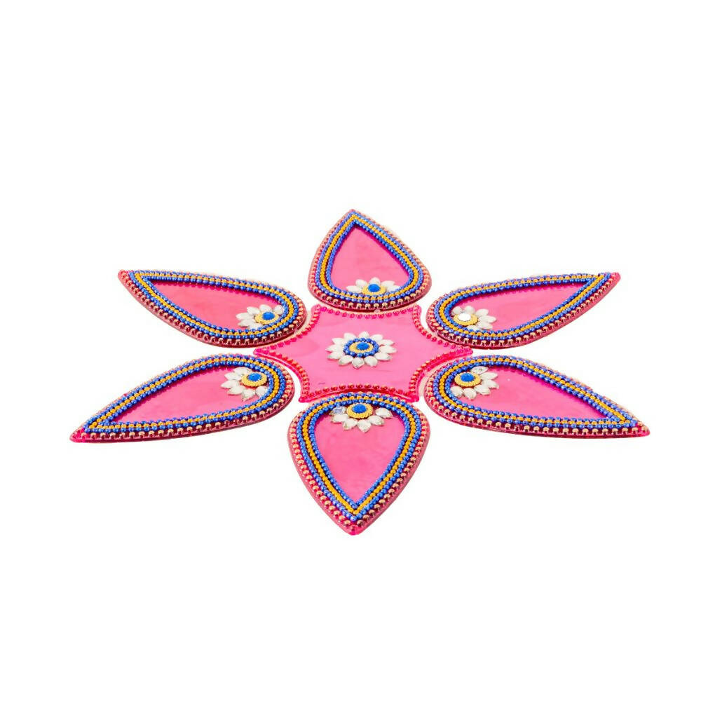 Kundan HandiKrafts Drop Rangoli Pink (Medium) - Grab2buy