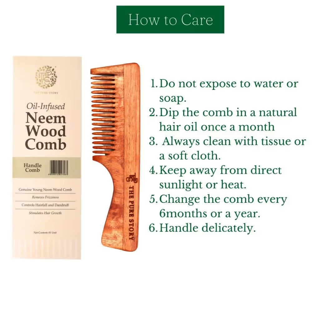 The Pure Story Oil Infused Neem Wood Handle Comb  Grab2Buy The Pure Story Grab2Buy