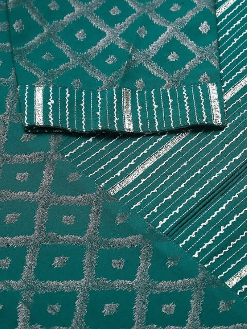 FIORRA Women's Teal Green Crepe Straight Kurta Skirt With Dupatta 